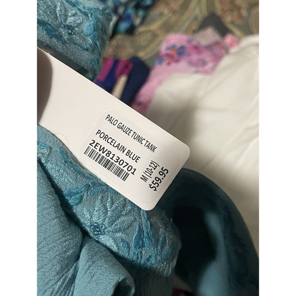 Soft Surroundings Palo Gauze Tunic Top Embroidered Tank Blouse Womens Medium NEW - Picture 2 of 2